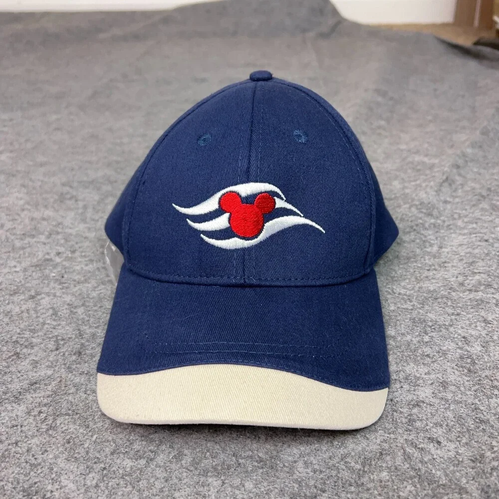 Disney Mens Hat Cap Strap Back Blue Beige Cruise‎ Lines Cap Vacation Beach Logo